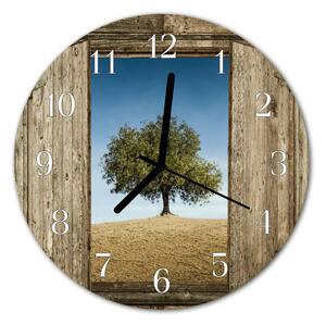 Zegar szklany okrągły Drzewo