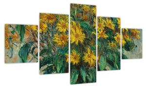 Obraz - Claude Monet, Jerusalem Artichoke Flowers, reprodukcje (125x70 cm)