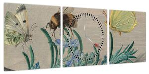 Obraz - Jan van Kessel the Elder, Insects and a Sprig of Rosemary, reprodukcje (z zegarem) (90x30 cm)