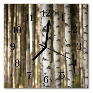 Zegar szklany kwadratowy Brzozy las drzewo