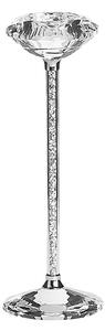 Świecznik na nodze srebrny metalowy 23 cm z kryształkami na tealight Kofi Beliani
