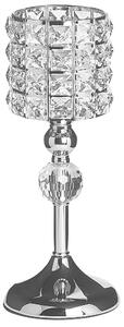 Elegancki świecznik podłużny z kryształami szklany metalowy srebrny Avord Beliani