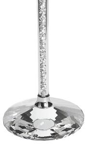 Świecznik na nodze srebrny metalowy 23 cm z kryształkami na tealight Kofi Beliani