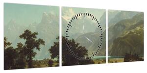 Obraz - Albert Bierstadt, Lake Lucerne, reprodukcje (z zegarem) (90x30 cm)