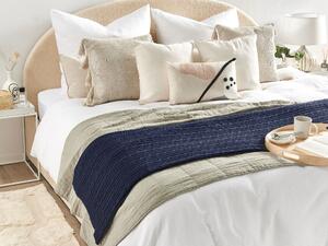 Koc narzuta na łóżko 110 x 180 cm bawełniany nowoczesny ciemnoniebieski Anamur Beliani