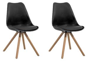 Zestaw 2 krzeseł do jadalni siedzisko z poduszka drewniane nóżki czarny Dakota Beliani