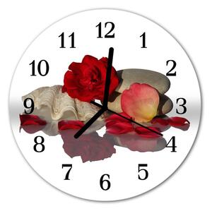 Zegar szklany okrągły Róża muszla