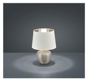 Biała lampa stołowa z ceramiki i tkaniny Trio Luxor, wys. 26 cm