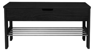 Czarna ławka z drewna dębowego ze schowkiem Canett Uno
