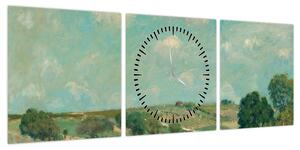 Obraz - Alfred Sisley, Meadow, reprodukcje (z zegarem) (90x30 cm)