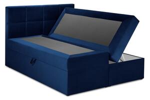 Niebieskie aksamitne łóżko 2-osobowe Mazzini Beds Mimicry, 200x200 cm