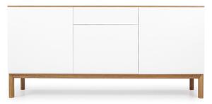 Biała 3-drzwiowa komoda z nogami z drewna dębowego Tenzo Patch, szer. 179