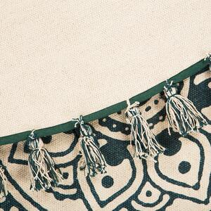Dywan okrągły 120 cm orientalny z frędzlami bawełniany kremowo-zielony Irice Beliani