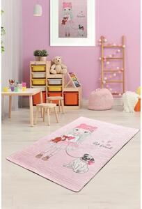 Różowy antypoślizgowy dywan dziecięcy Conceptum Hypnose Best Friend, 100x160 cm