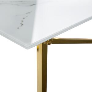 Stolik kawowy w stylu glamour do salonu efekt marmuru biało-złoty Emporia Beliani
