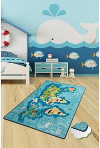 Niebieski antypoślizgowy dywan dziecięcy Conceptum Hypnose Map, 100x160 cm