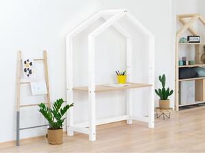 Białe drewniane biurko w kształcie domku Benlemi Stolly, 97 x 39 cm