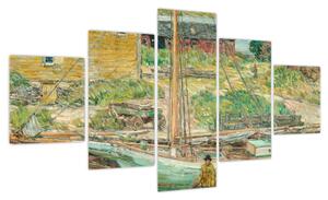 Obraz - Childe Hassam, Oyster Sloop, Cos Cob, reprodukcje (125x70 cm)