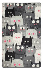 Szary antypoślizgowy dywan dziecięcy Conceptum Hypnose Cats, 140x190 cm