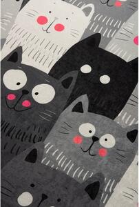 Szary antypoślizgowy dywan dziecięcy Conceptum Hypnose Cats, 140x190 cm