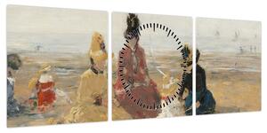 Obraz - Eugène Boudin, On the Beach, Trouville, reprodukcje (z zegarem) (90x30 cm)