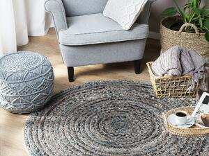 Klasyczny okrągły dywan 120 cm juta bawełna niebiesko-beżowy Maslak Beliani