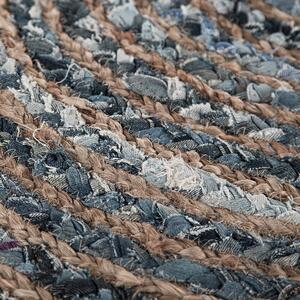 Klasyczny okrągły dywan 120 cm juta bawełna niebiesko-beżowy Maslak Beliani