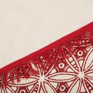 Dywan ośmiokątny orientalny nadruk 120 cm bawełniany czerwono-kremowy Mezitili Beliani