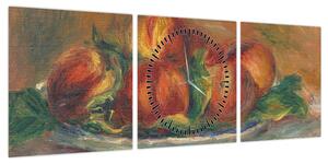 Obraz - Auguste Renoir, Peaches on a Plate, reprodukcje (z zegarem) (90x30 cm)