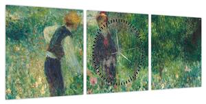 Obraz - Auguste Renoir, Picking Flowers, reprodukcje (z zegarem) (90x30 cm)