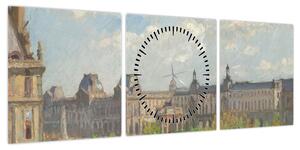 Obraz - Camille Pissarro, Place du Carrousel, Paris, reprodukcje (z zegarem) (90x30 cm)