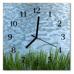 Zegar szklany kwadratowy Woda z trawy