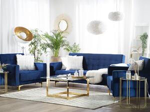 Zestaw wypoczynkowy rozkładany 5-osobowy sofa fotele welurowy niebieski Aberdeen Beliani