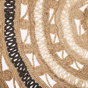 Rustykalny dywan juta naturalna okrągły 140 cm beżowy z czarnym Goyne Beliani