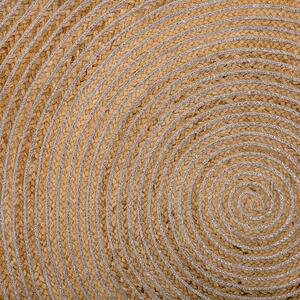 Dywan rustykalny z juty boho okrągły 140 cm do sypialni beżowy Akbelen Beliani