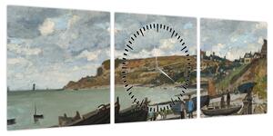 Obraz - Claude Monet, Sainte Adresse, reprodukcje (z zegarem) (90x30 cm)