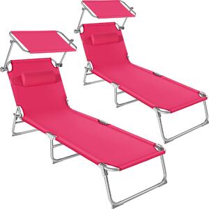TecTake GmbH 2 leżaki plażowe chloé - pink