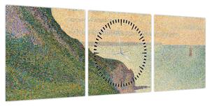 Obraz - Georges Seurat, Seascape at Port-en-Bessin, Normandy, reprodukcje (z zegarem) (90x30 cm)
