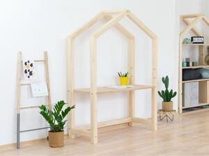 Naturalne drewniane biurko w kształcie domku Benlemi Stolly z beżowym blatem, 97 x 39 cm