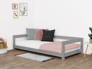 Szare łóżko dziecięce z drewna świerkowego Benlemi Study, 120x200 cm