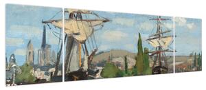 Obraz - Claude Monet, Ships Riding on the Seine at Rouen, reprodukcje (170x50 cm)