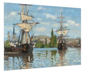 Obraz - Claude Monet, Ships Riding on the Seine at Rouen, reprodukcje (70x50 cm)