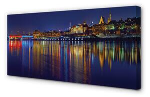 Obraz na płótnie Warszawa Rzeka most noc miasto