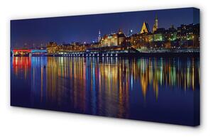 Obraz na płótnie Warszawa Rzeka most noc miasto
