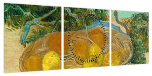 Obraz - Vincent van Gogh, Still Life of Oranges and Lemons with Blue Gloves, reprodukcje (z zegarem) (90x30 cm)
