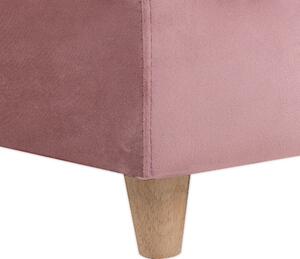 Szezlong prawostronny rozkładany z pojemnikiem poduszkami welurowy różowy Meri Beliani