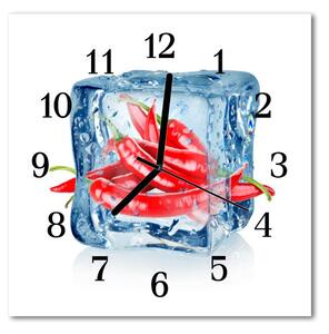 Zegar szklany kwadratowy Papryczka Chili z lodem