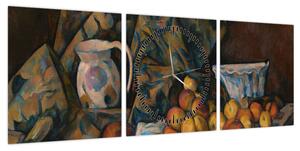 Obraz - Paul Cézanne, Still Life with Apples and Peaches, reprodukcje (z zegarem) (90x30 cm)