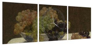 Obraz - Henri Fantin-Latour, Still Life with Grapes and a Carnation, reprodukcje (z zegarem) (90x30 cm)