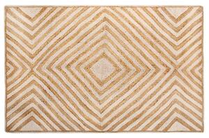 Rustykalny dywan bawełniano-jutowy wzór geometryczny 140 x 200 cm beżowy Pirli Beliani